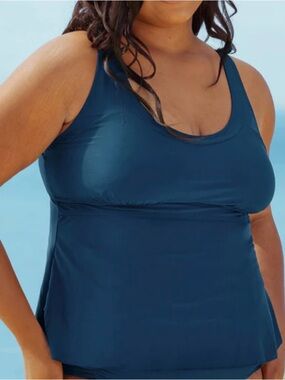 Shapermint Adjustable Strap Wire Free Ocean Blue Tankini Top size 4XL